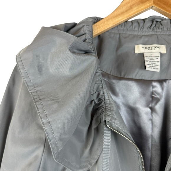 Vertigo Paris Jacket Ruffle Neckline Dusty Green Size Medium - Picture 3 of 11